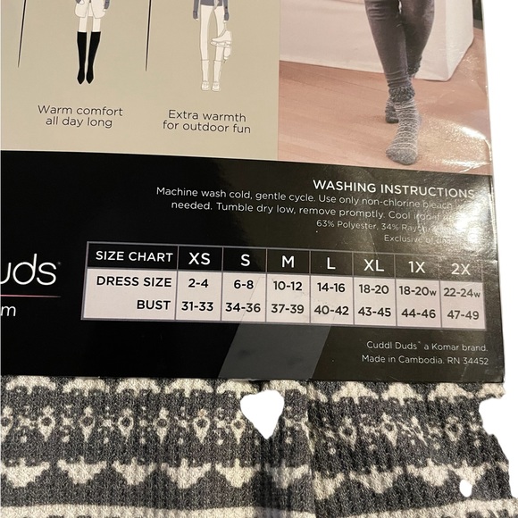 Cuddl Duds Long Sleeve Crew with Thumbholes, Waffle Knit, Size S, NIP - Picture 6 of 7